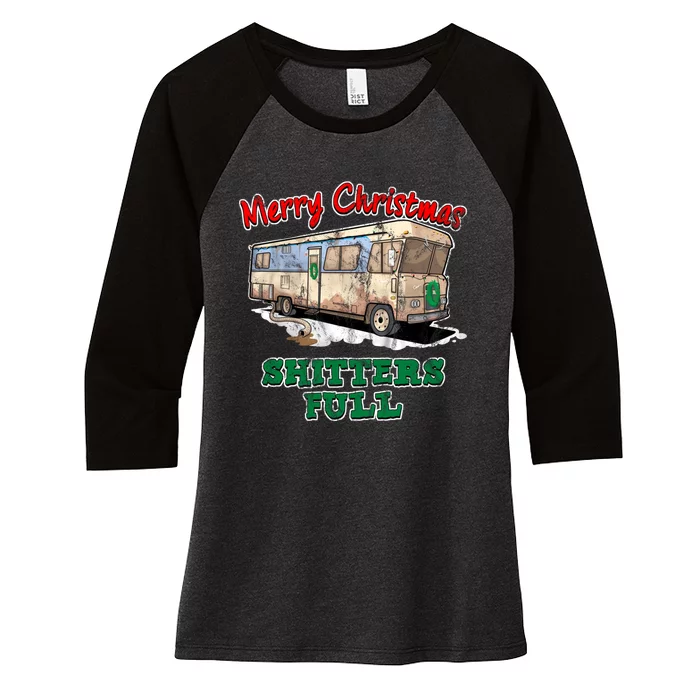 Christmas Vacation, Merry Christmas Shitters Full, Christmas Ugly Women's Tri-Blend 3/4-Sleeve Raglan Shirt