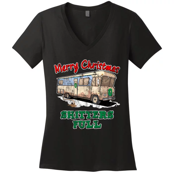 Christmas Vacation, Merry Christmas Shitters Full, Christmas Ugly Women's V-Neck T-Shirt