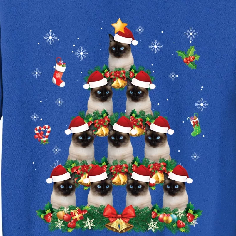 Merry Christmas Siamese Cat Santa Tree Pajama Sweater Ugly Gift Tall Sweatshirt