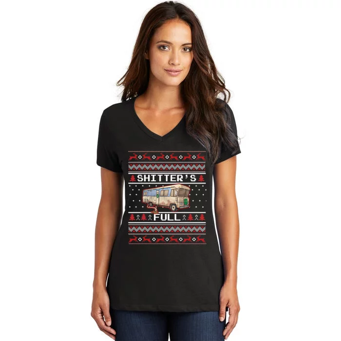 Christmas Vacation, Merry Christmas Shitters Full, Christmas Ugly Women's V-Neck T-Shirt