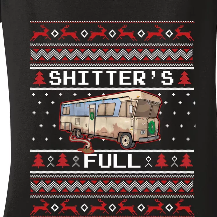 Christmas Vacation, Merry Christmas Shitters Full, Christmas Ugly Women's V-Neck T-Shirt