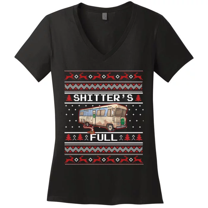 Christmas Vacation, Merry Christmas Shitters Full, Christmas Ugly Women's V-Neck T-Shirt