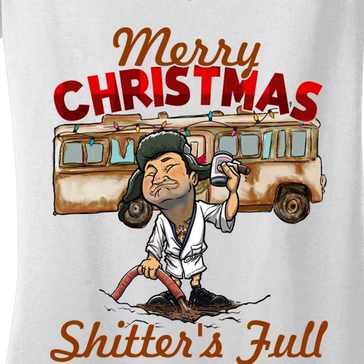 Christmas Vacation, Merry Christmas Shitters Full, Christmas Ugly Women's V-Neck T-Shirt