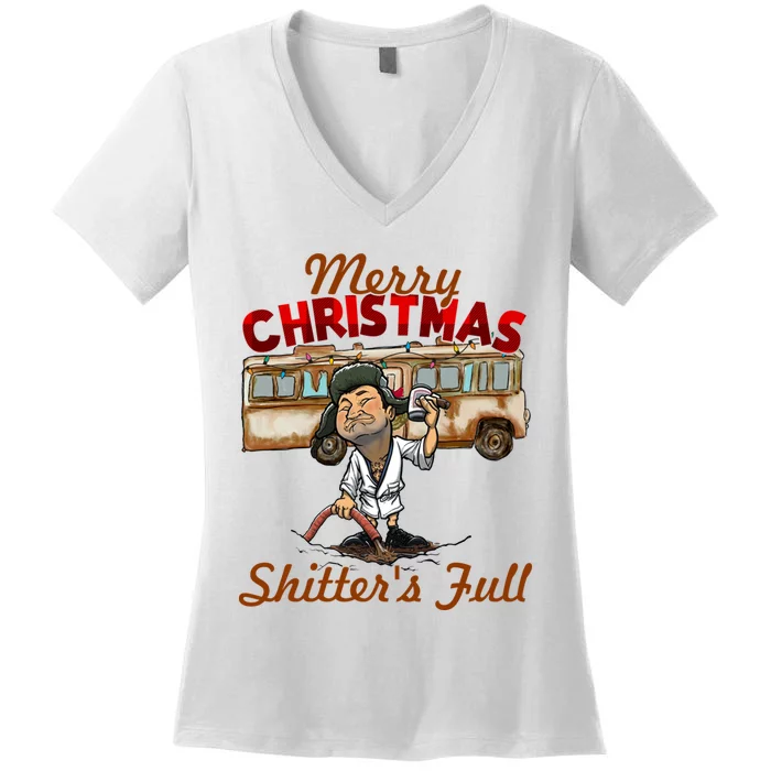 Christmas Vacation, Merry Christmas Shitters Full, Christmas Ugly Women's V-Neck T-Shirt