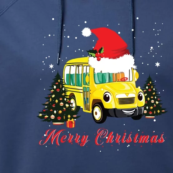 Merry Christmas School Bus Driver Xmas Pajamas Gifto Performance Fleece Hoodie