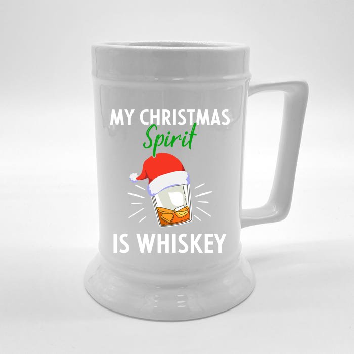 My Christmas Spirit Is Whiskey Funny Er Xmas Gift Front & Back Beer Stein