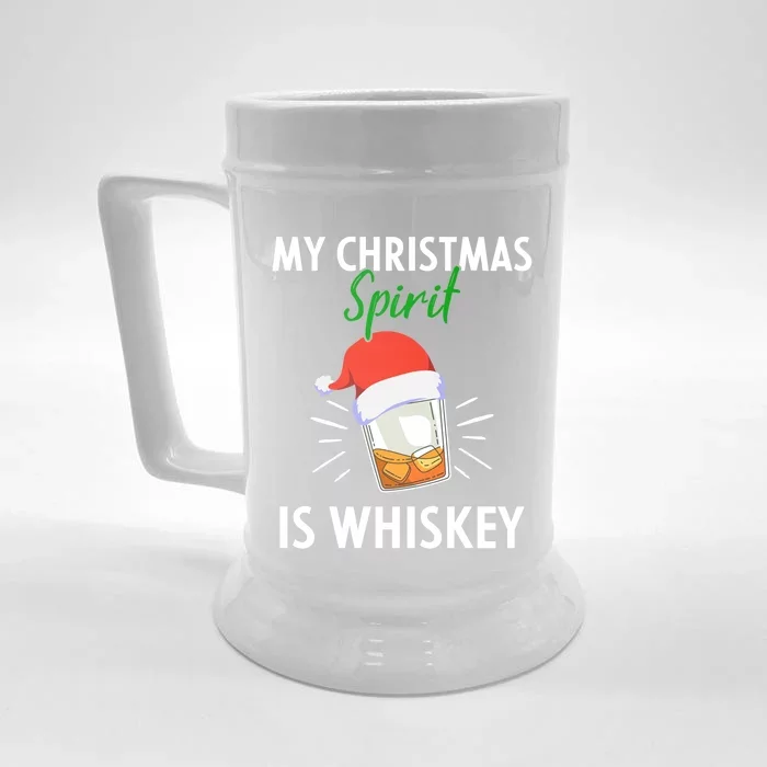 My Christmas Spirit Is Whiskey Funny Er Xmas Gift Front & Back Beer Stein