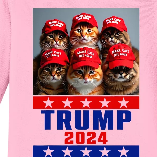 Make Cats Save Again Trump Usa President Election 2024 Baby Long Sleeve Bodysuit