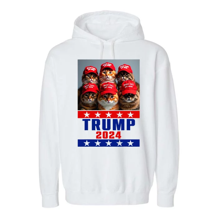 Make Cats Save Again Trump Usa President Election 2024 Garment-Dyed Fleece Hoodie