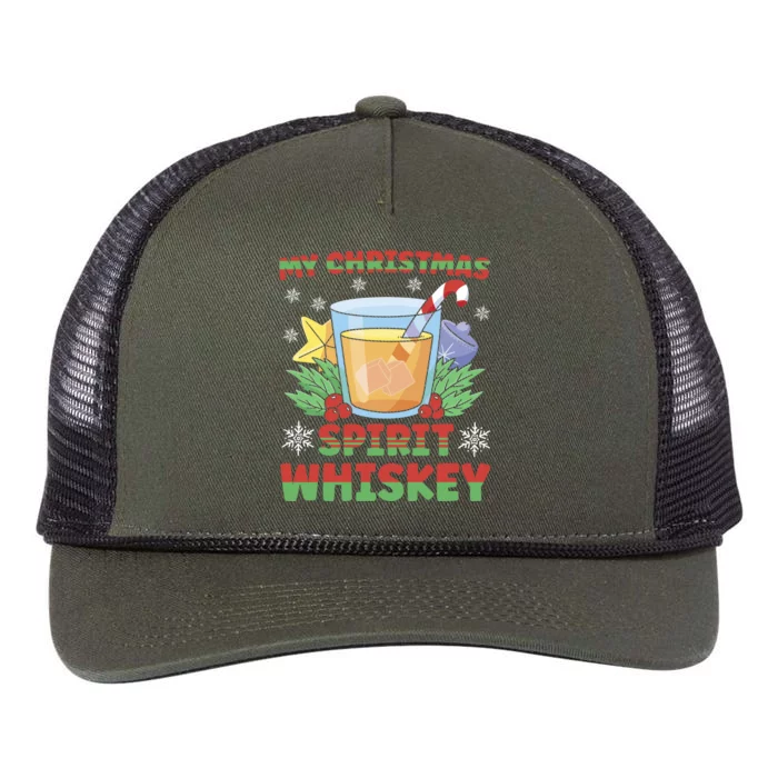 My Christmas Spirit Is Whiskey Gift Retro Rope Trucker Hat Cap