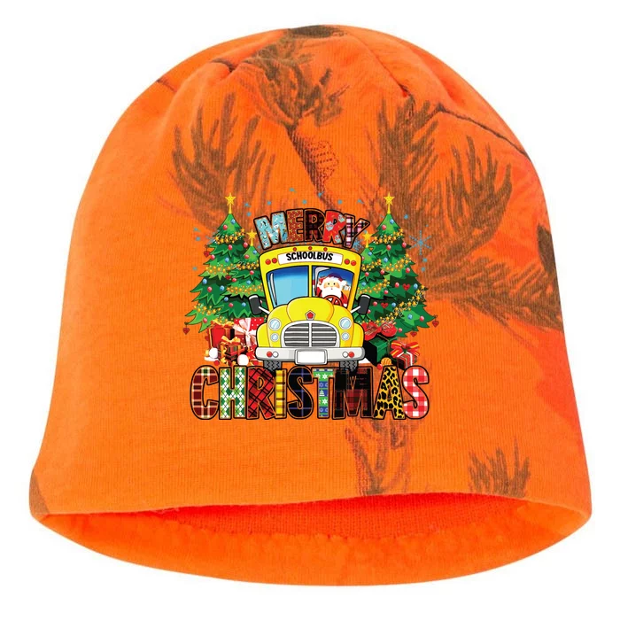 Merry Christmas School Bus Driver Santa Claus And Xmas Trees Kati - Camo Knit Beanie