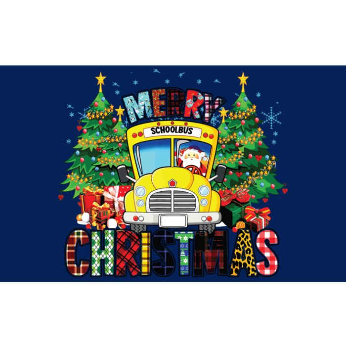 Merry Christmas School Bus Driver Santa Claus And Xmas Trees Bumper Sticker