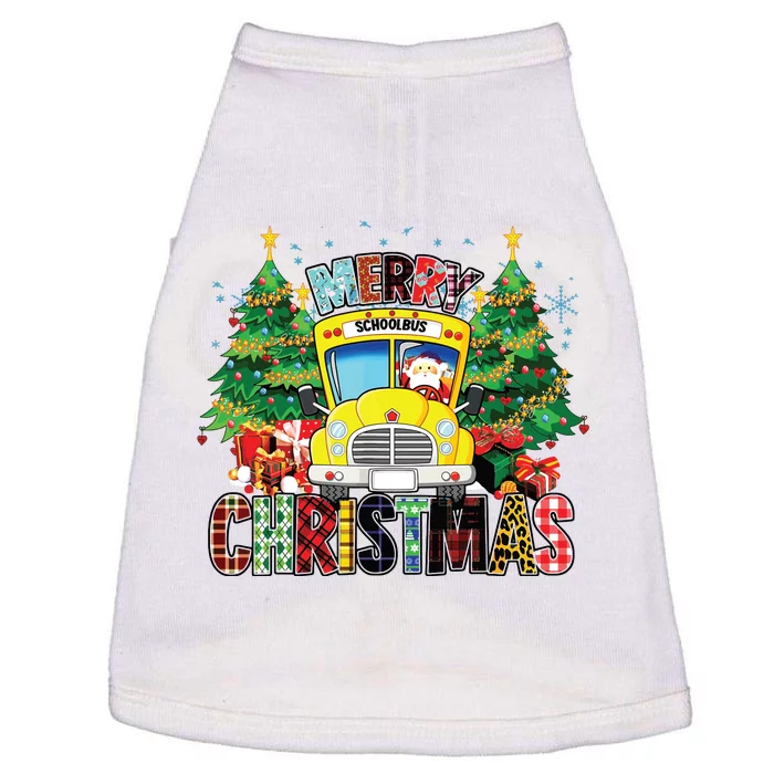 Merry Christmas School Bus Driver Santa Claus And Xmas Trees Doggie Tank