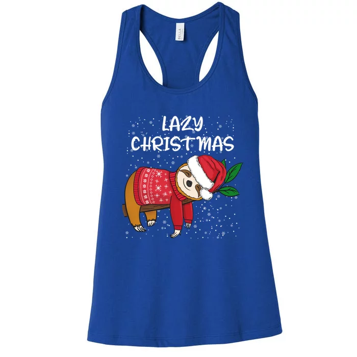 Merry Christmas Santa Sloth Merry Slothmas Lazy Christmas Gift Women's Racerback Tank