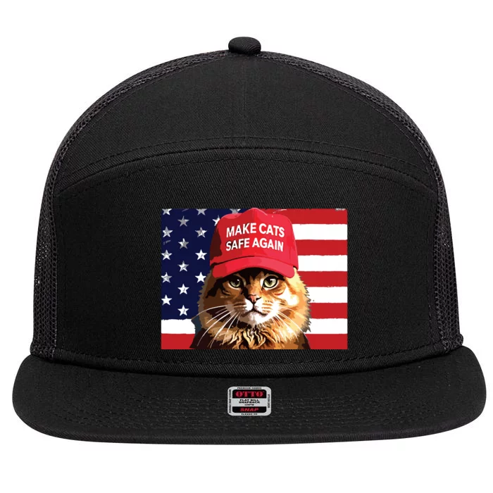 Make Cats Safe Again Red Hat 2024 Debate Funny 7 Panel Mesh Trucker Snapback Hat