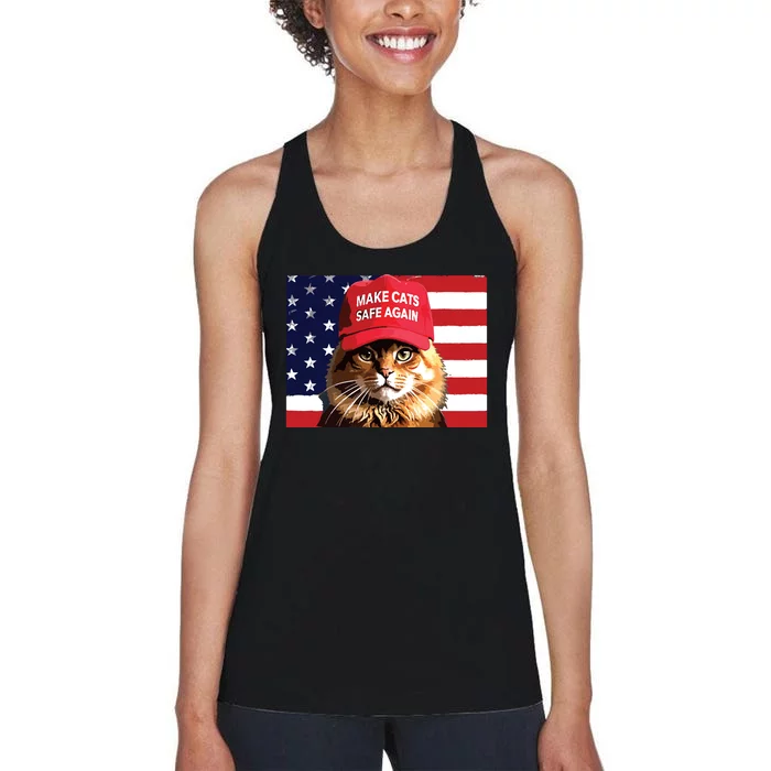 Make Cats Safe Again Red Hat 2024 Debate Funny Women's Racerback Tank