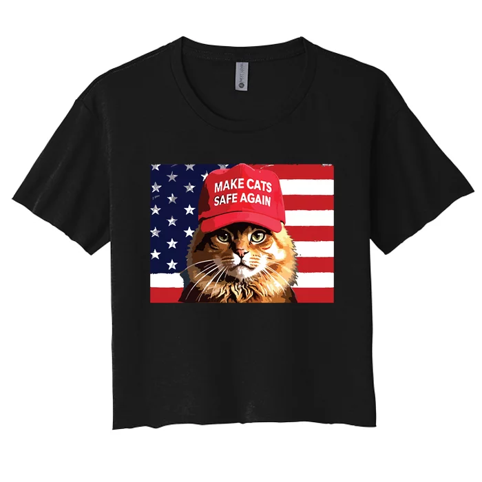 Make Cats Safe Again Red Hat 2024 Debate Funny Women's Crop Top Tee