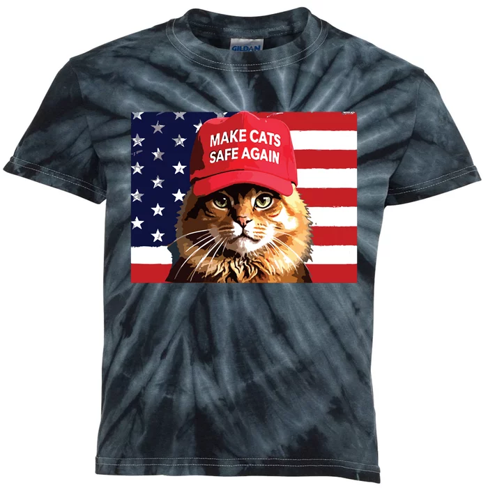 Make Cats Safe Again Red Hat 2024 Debate Funny Kids Tie-Dye T-Shirt