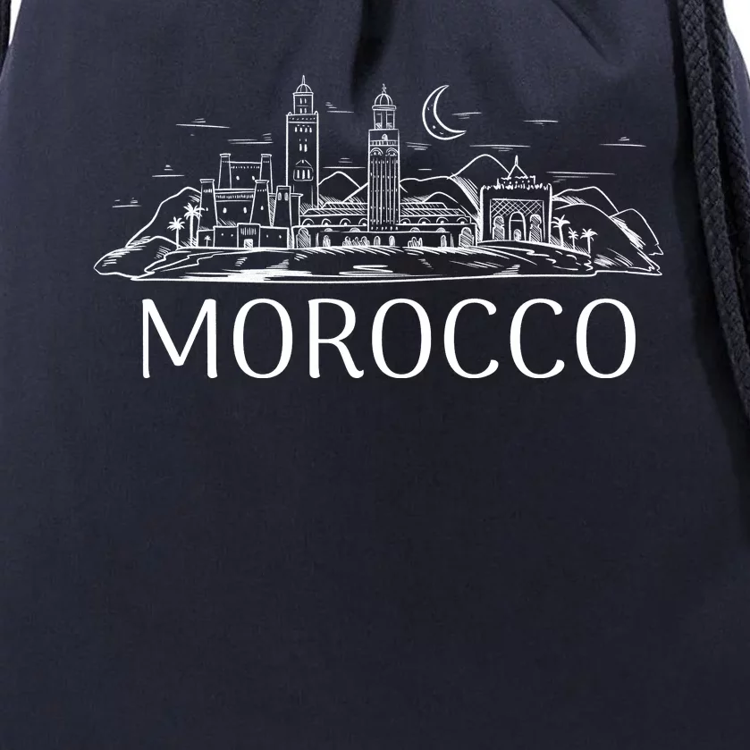 Morocco City Skyline Drawstring Bag