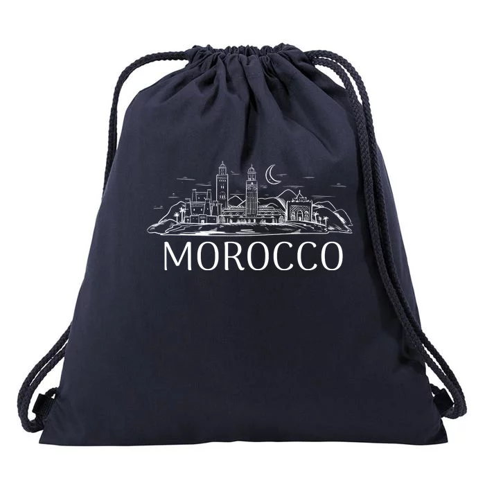 Morocco City Skyline Drawstring Bag