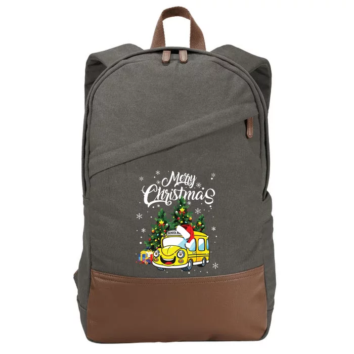 Merry Christmas School Bus Driver Xmas Pajamas Cotton Canvas Backpack