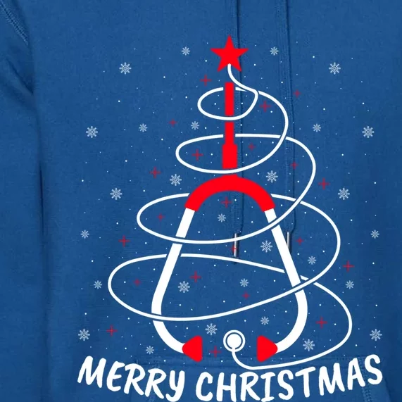 Merry Christmas Stethoscope Nursing Nurse Christmas Tree Gift Premium Hoodie