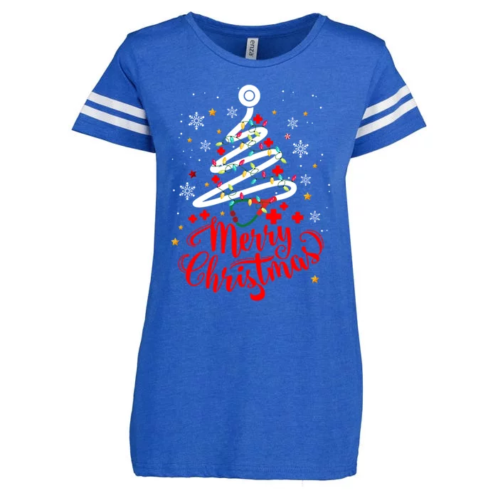 Merry Christmas Stethoscope Tree Cute Medical Rn Nurse Xmas Gift Enza Ladies Jersey Football T-Shirt