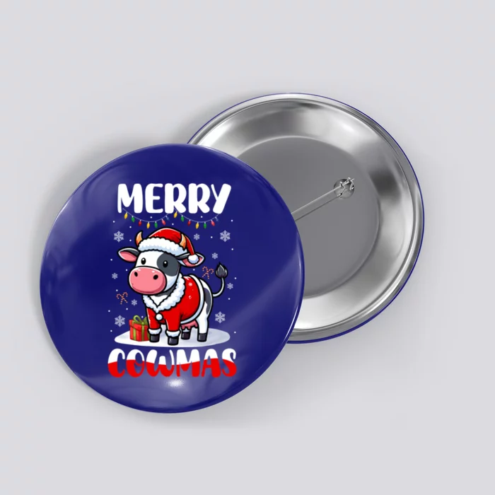 Merry Christmas Santa Cow Farmer Lover Family Colorful Cute Gift Button