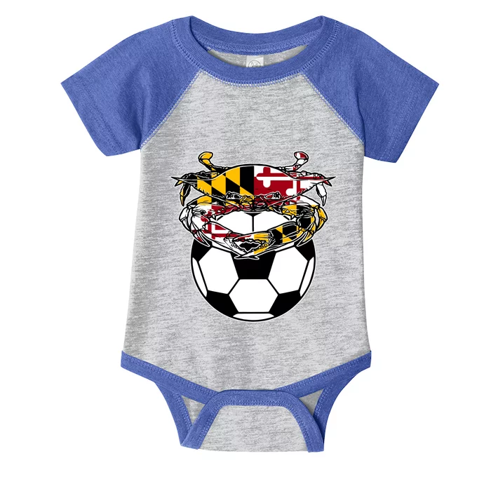 Maryland Crab State Pride Flag Gift Soccer Blue Crab Infant Baby Jersey Bodysuit