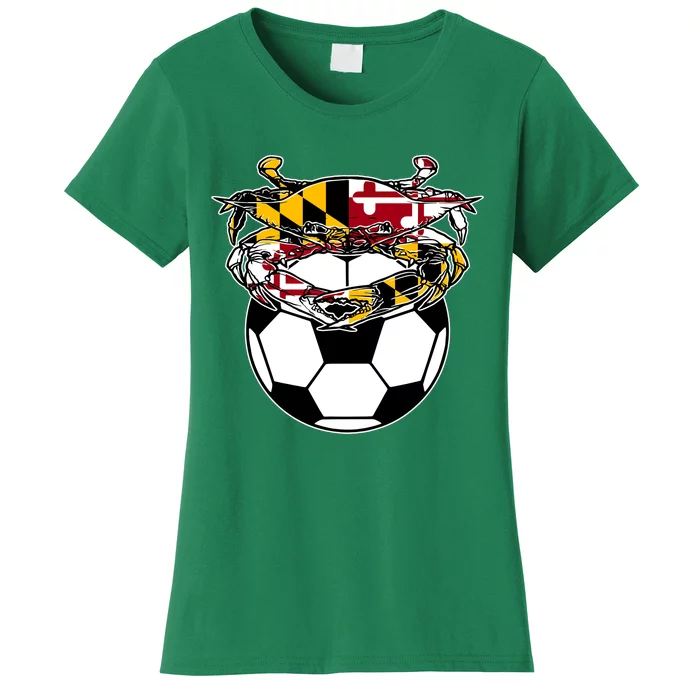 Maryland Crab State Pride Flag Gift Soccer Blue Crab Women's T-Shirt