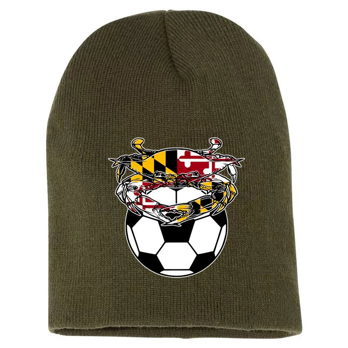 Maryland Crab State Pride Flag Gift Soccer Blue Crab Short Acrylic Beanie