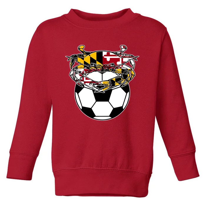 Maryland Crab State Pride Flag Gift Soccer Blue Crab Toddler Sweatshirt