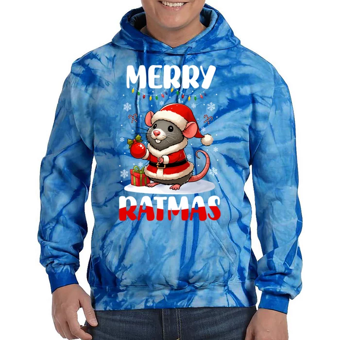 Merry Christmas Santa Rat Rodent Lover Family Colorful Gift Tie Dye Hoodie