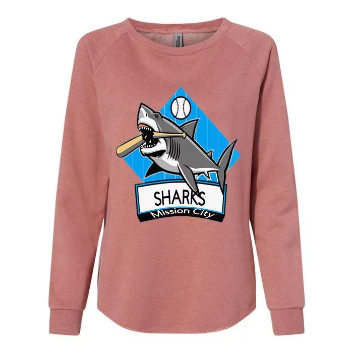 Mission City Sharks Baseball Womens California Wash Sweatshirt