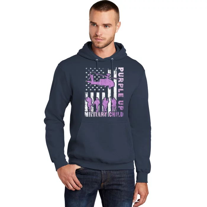 Military Child Shirt Purple Up American Flag Helicopter Kid Hoodie