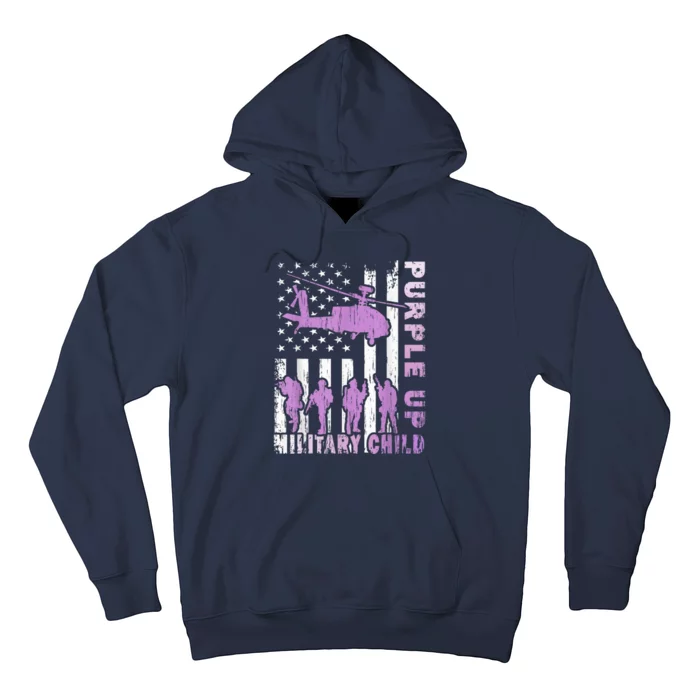 Military Child Shirt Purple Up American Flag Helicopter Kid Hoodie