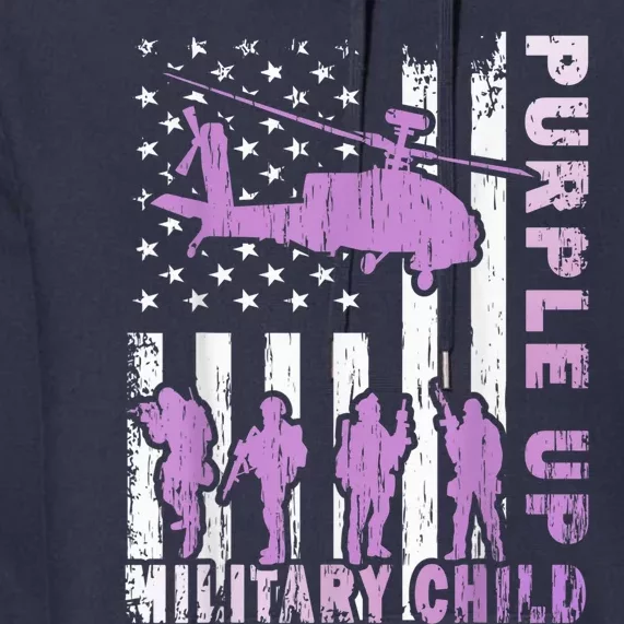 Military Child Shirt Purple Up American Flag Helicopter Kid Premium Hoodie