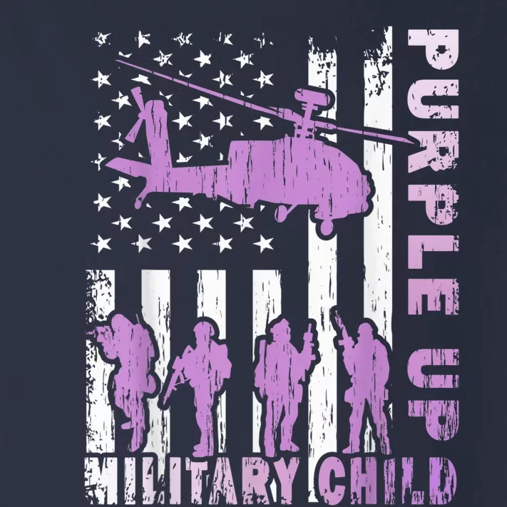 Military Child Shirt Purple Up American Flag Helicopter Kid Toddler Long Sleeve Shirt