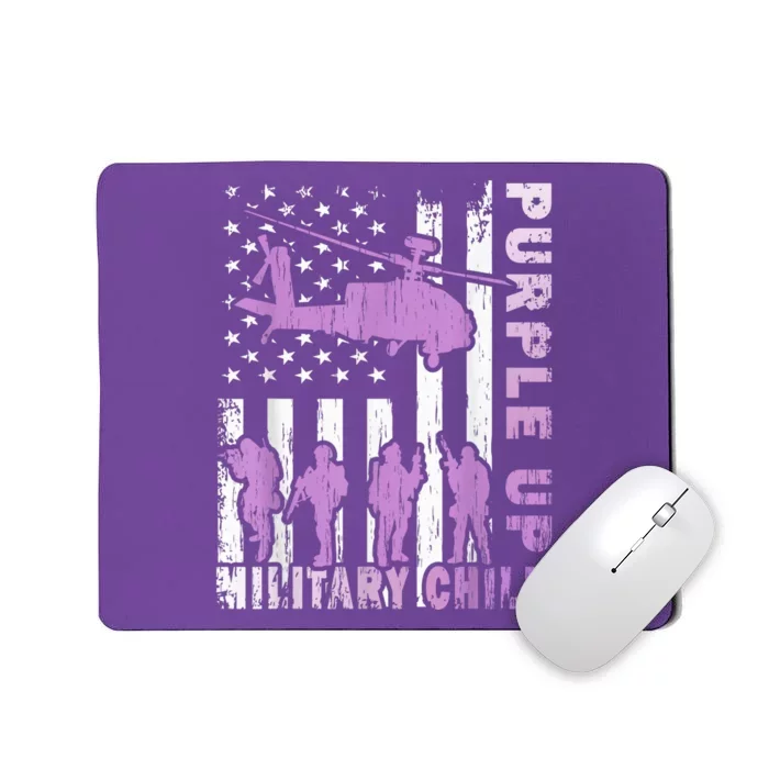 Military Child Shirt Purple Up American Flag Helicopter Kid Mousepad