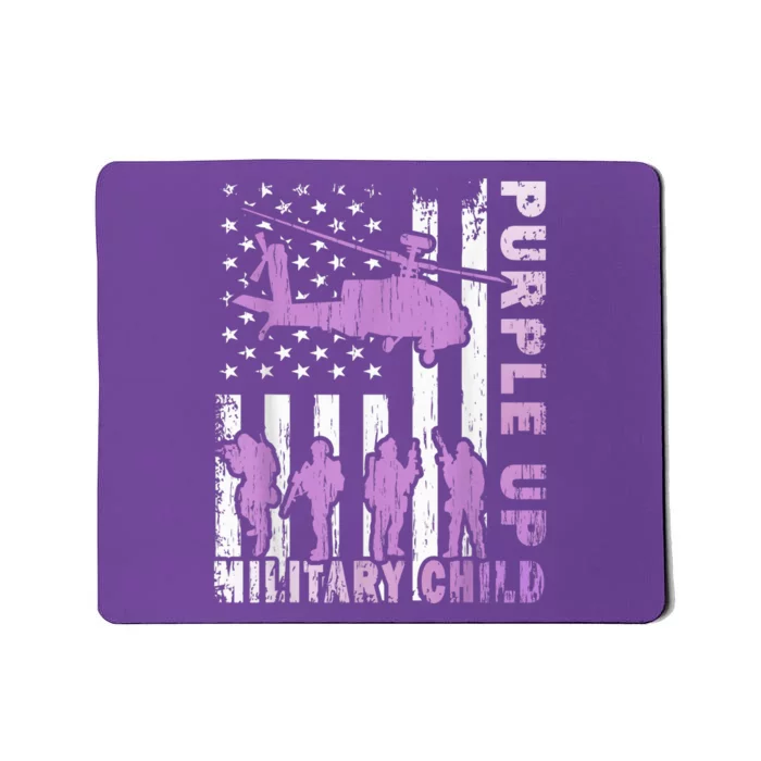 Military Child Shirt Purple Up American Flag Helicopter Kid Mousepad