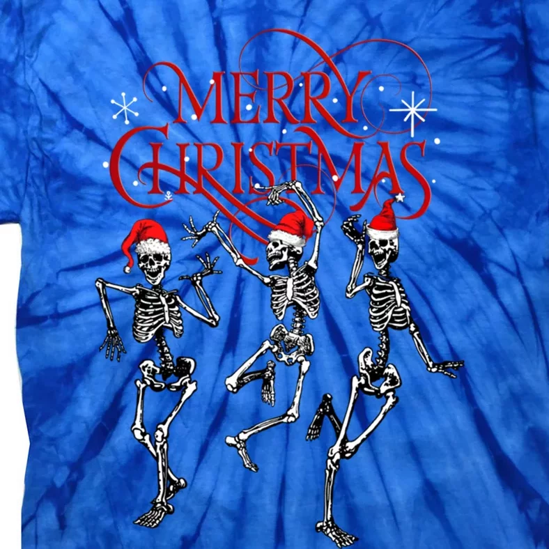 Merry Christmas Skeleton Dancing Spooky Santa Claus Hat Xmas Meaningful Gift Tie-Dye T-Shirt