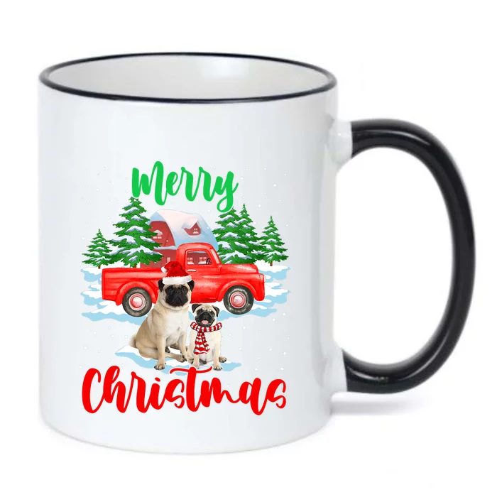 Merry Christmas Santa Pug And Truck Dog Gift Black Color Changing Mug