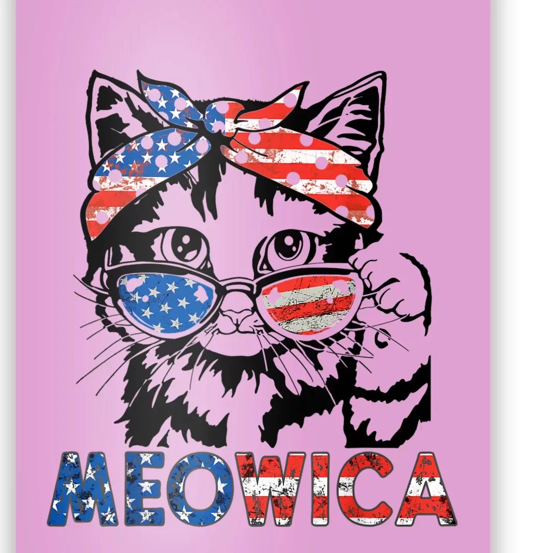 Meowica Cat Sunglasses American Flag 4th Of July Merica Usa Poster