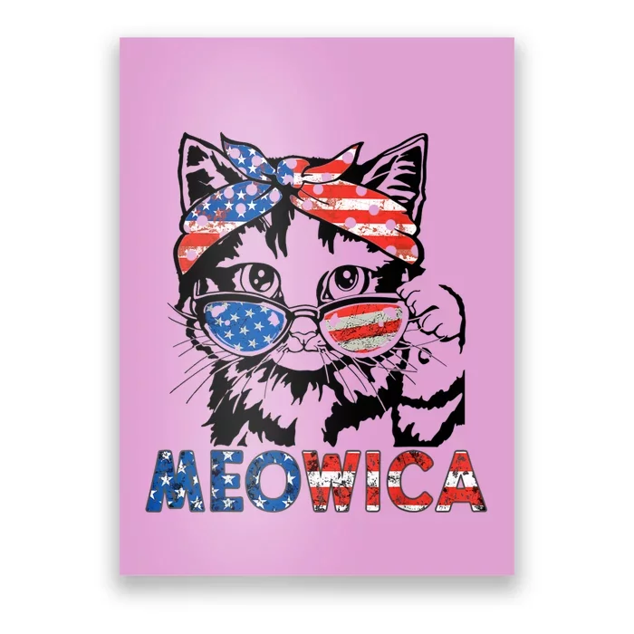 Meowica Cat Sunglasses American Flag 4th Of July Merica Usa Poster