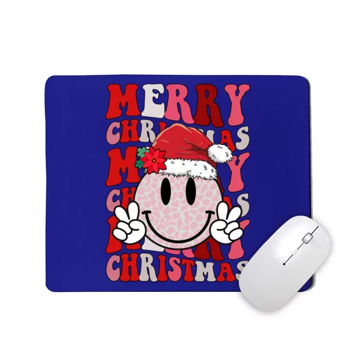 Merry Christmas Smile Face Santa Claus Hat Groovy Retro Gift Mousepad