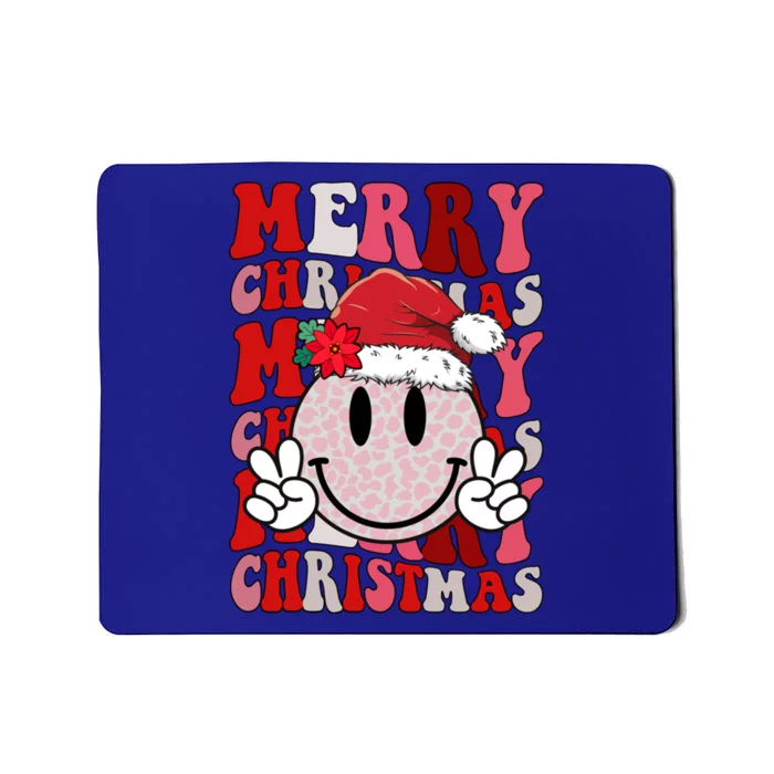 Merry Christmas Smile Face Santa Claus Hat Groovy Retro Gift Mousepad