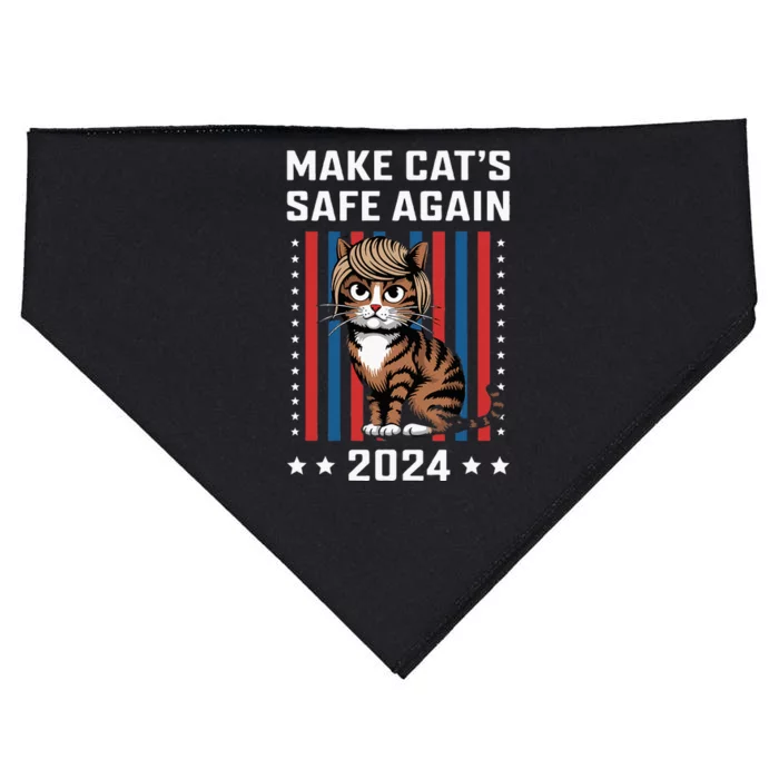 Make Cats Safe Again 2024 Trump Cats Owner USA-Made Doggie Bandana