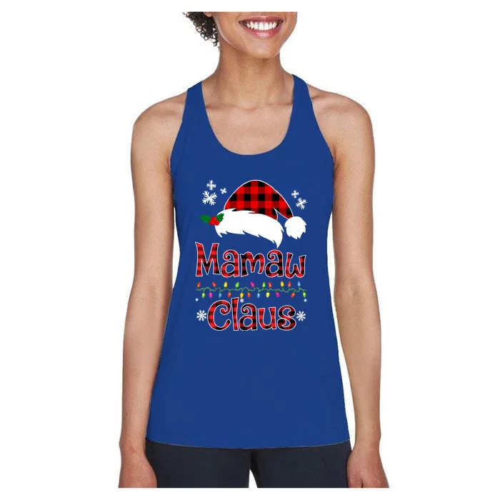 Mamaw Christmas Santa Claus Red Plaid Great Gift Mamaw Claus Gift Women's Racerback Tank