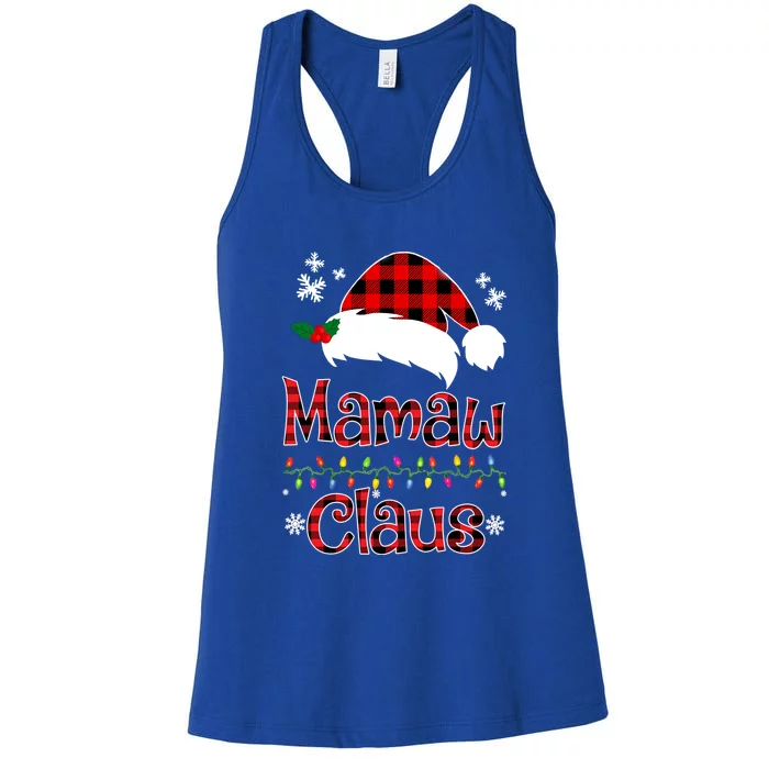 Mamaw Christmas Santa Claus Red Plaid Great Gift Mamaw Claus Gift Women's Racerback Tank