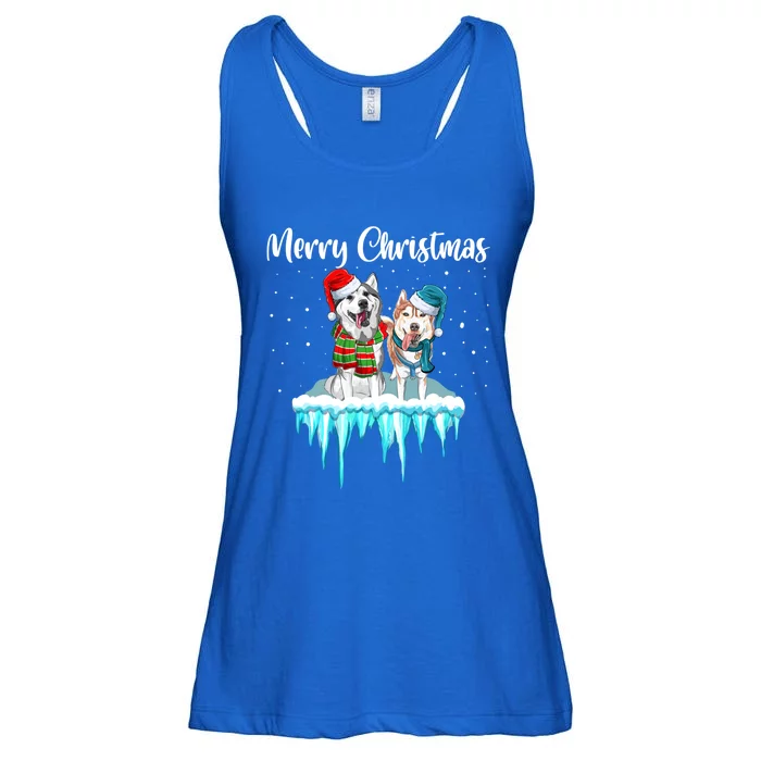 Merry Christmas Siberian Husky Chistmas Season Gift Ladies Essential Flowy Tank